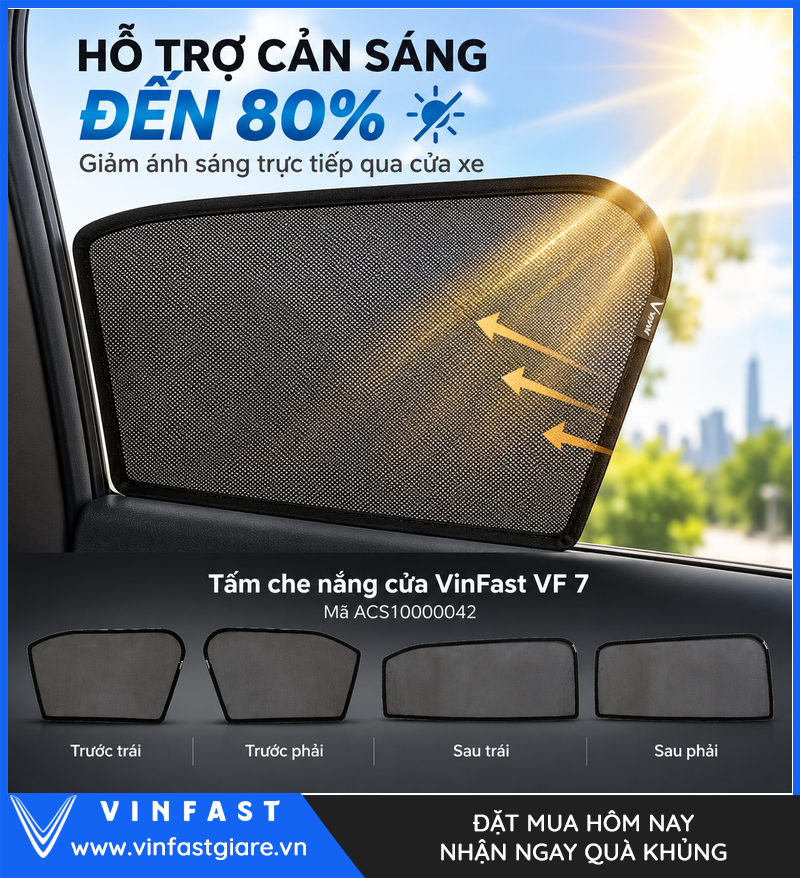 Khả năng cản sáng đến 80 phần trăm của tấm che VF 7