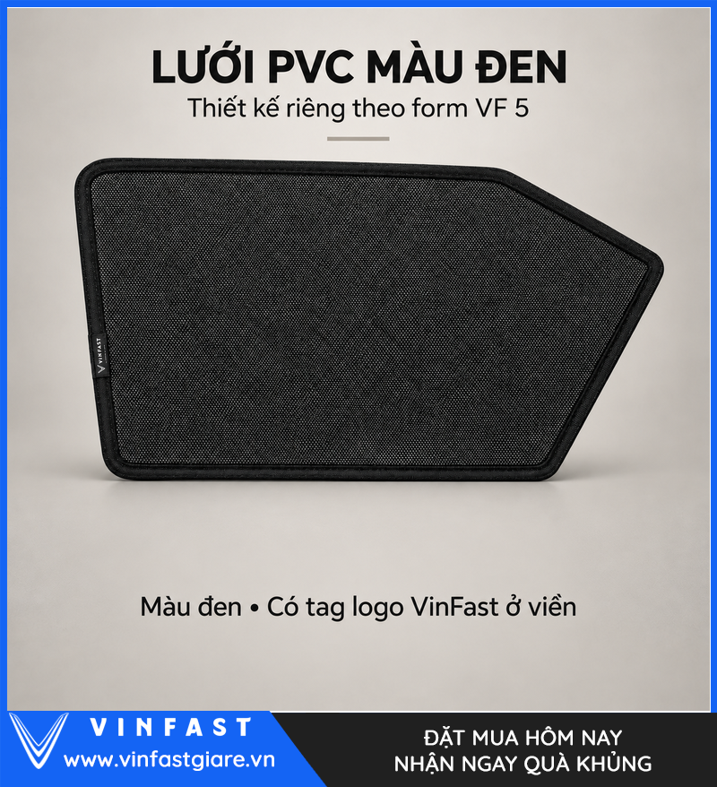 Chi tiết lưới PVC màu đen của tấm che nắng VF 5