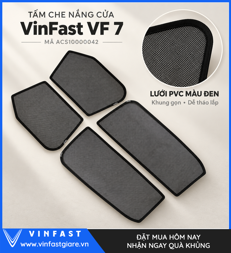 Lưới PVC màu đen và đường viền tấm che VF 7