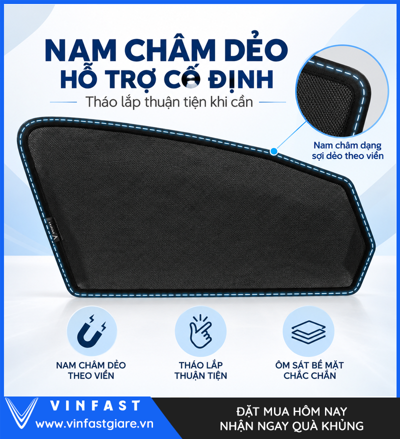 Viền nam châm linh hoạt của tấm che nắng cửa VF 8