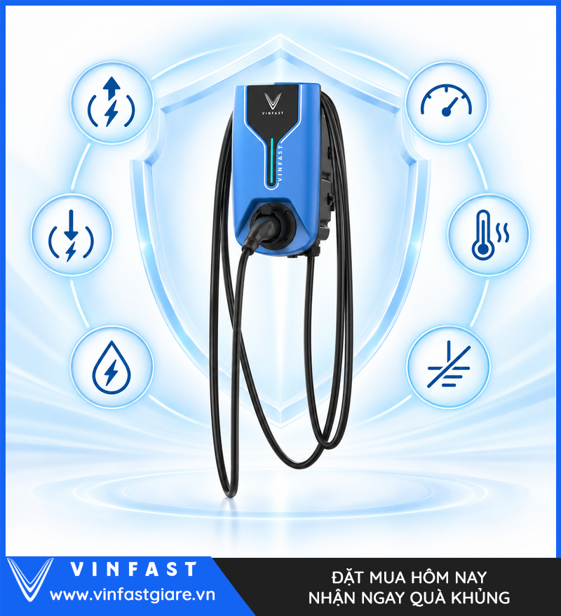 Minh họa nhóm bảo vệ điện của bộ sạc treo tường VinFast 11 kW
