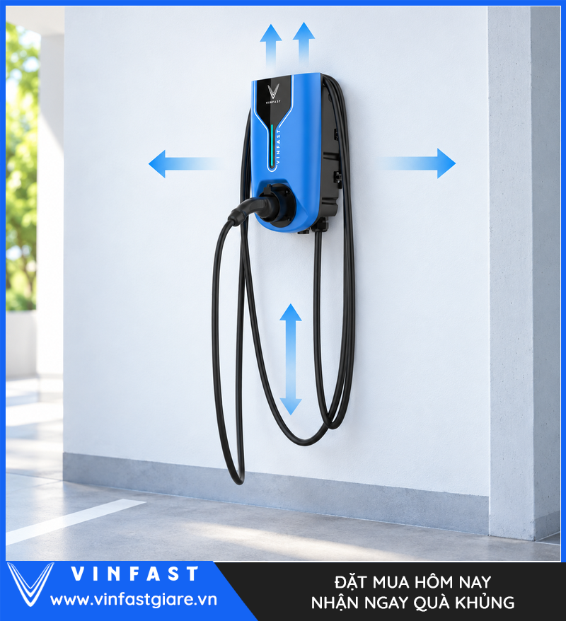 Khoảng thoáng quanh vị trí lắp bộ sạc VinFast 11 kW