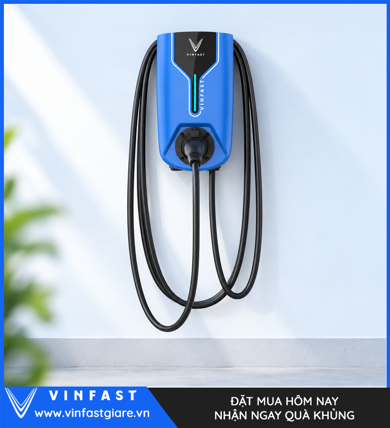 Cáp của bộ sạc VinFast 11 kW được cuộn thành vòng rộng