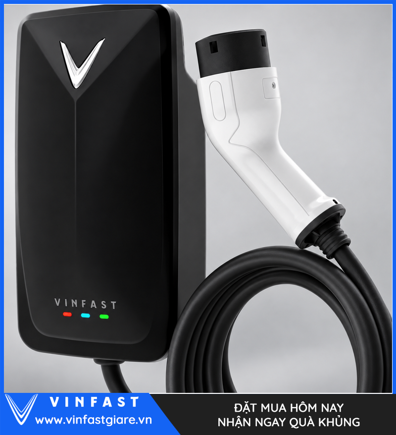 Cận cảnh đầu sạc Type 2 của bộ sạc treo tường VinFast