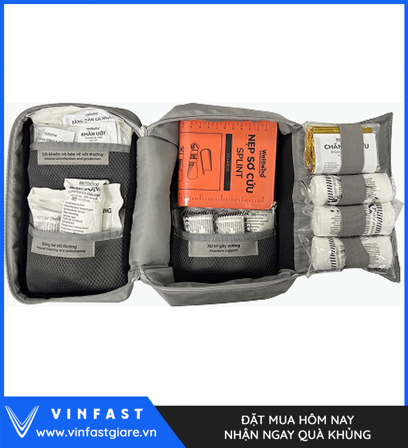 Các nhóm vật dụng được xếp trong túi sơ cứu