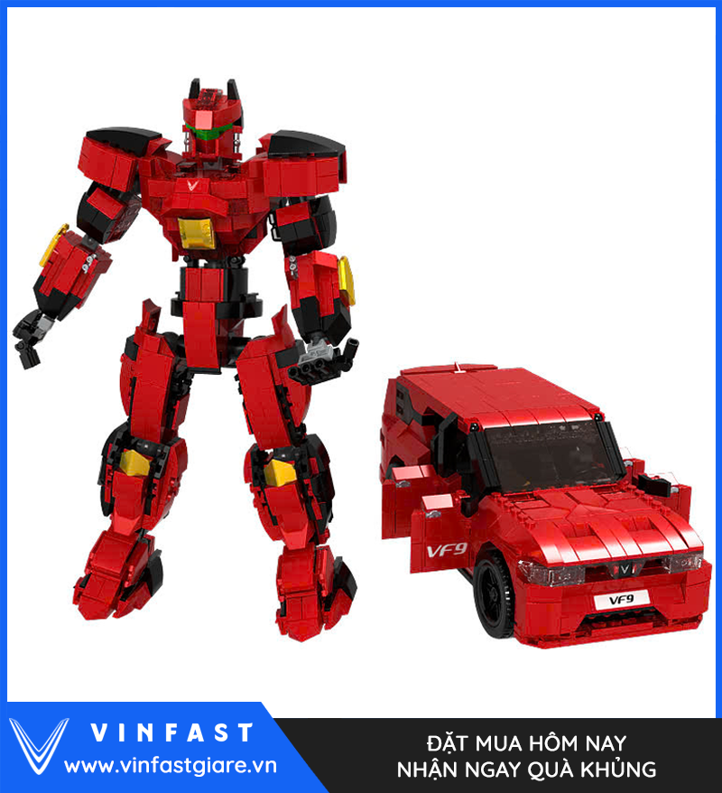 Xe và robot VinFast VF 9-R màu đỏ