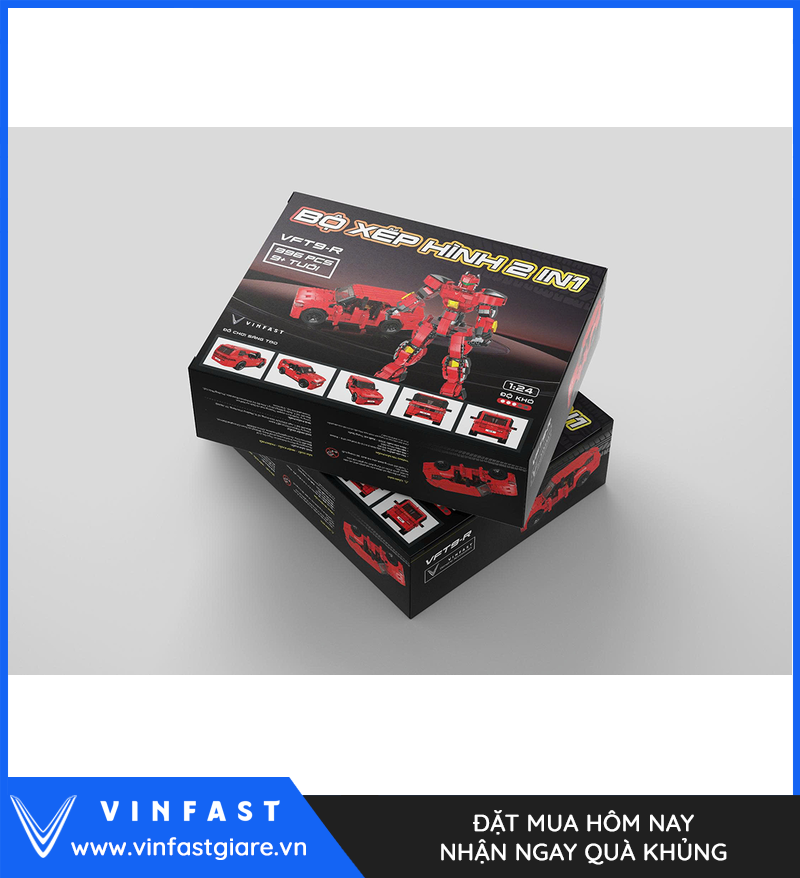 Hộp bộ xếp hình robot VinFast VF 9 màu đỏ