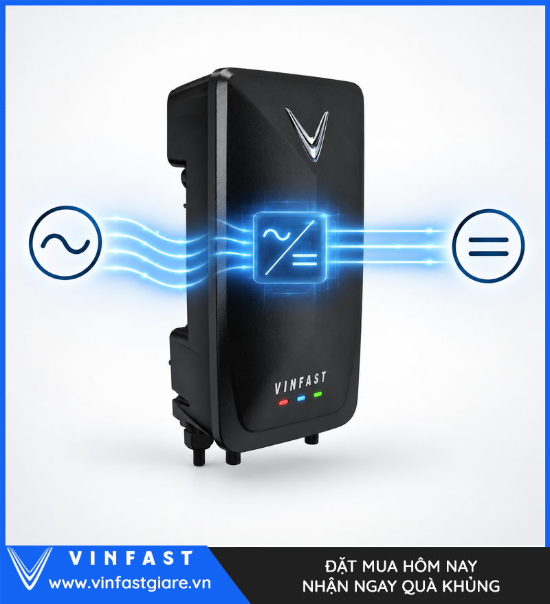 Minh họa quá trình chuyển đổi nguồn AC sang đầu ra DC của sạc VinFast 3 kW