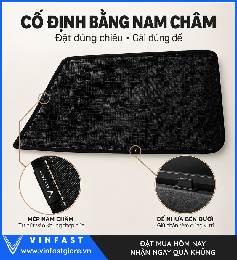 Nam châm và đế nhựa giữ tấm che nắng cửa VF 3