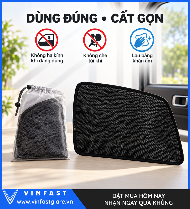 Vệ sinh và cất giữ tấm che nắng cửa VinFast VF 3