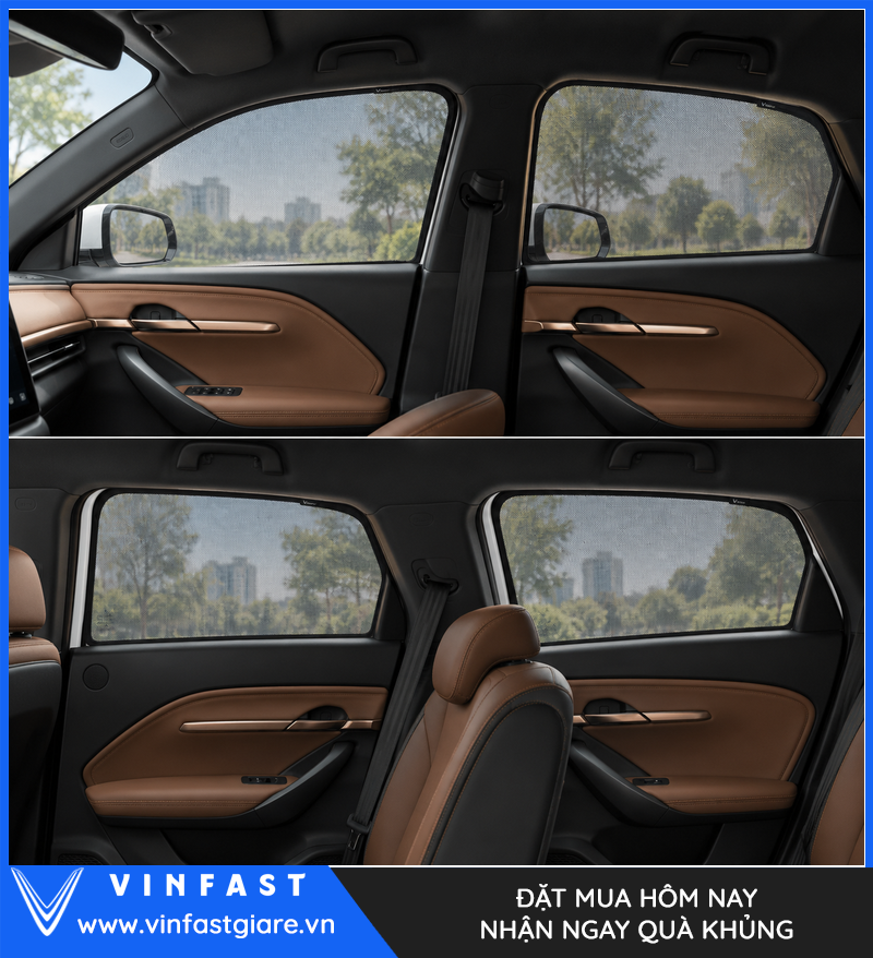 Bốn tấm che nắng VF 6 lắp trên cửa xe
