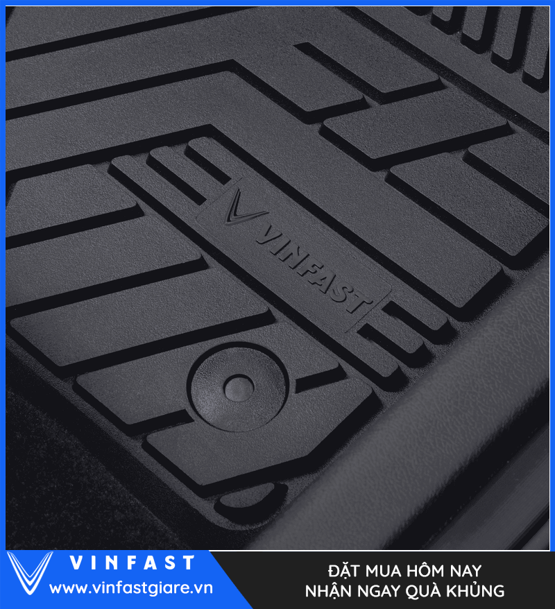 Rãnh nổi và logo VinFast trên thảm VF 5