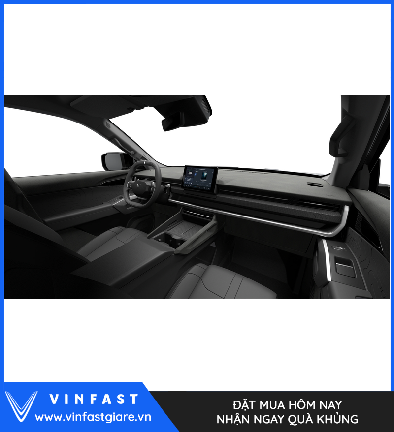 Khoang lái VinFast VF Wild với màn hình 10 inch và cần số sau vô-lăng
