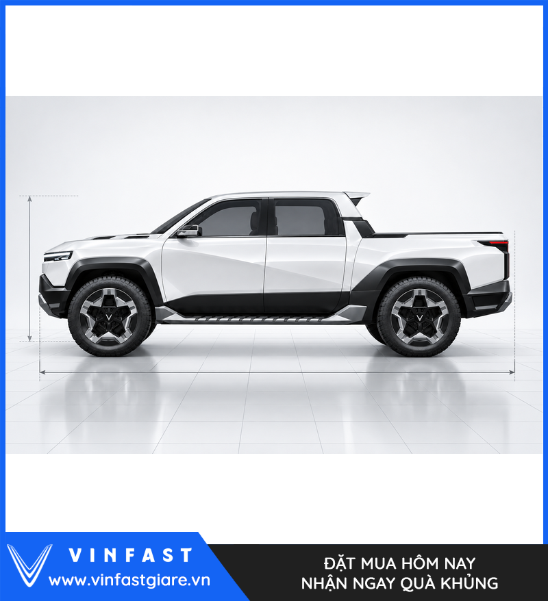Ảnh thiết kế tỷ lệ thân xe VinFast VF Wild màu trắng