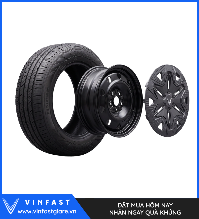 Mâm 18 inch và lốp 255/70 R18 của VinFast VF Wild
