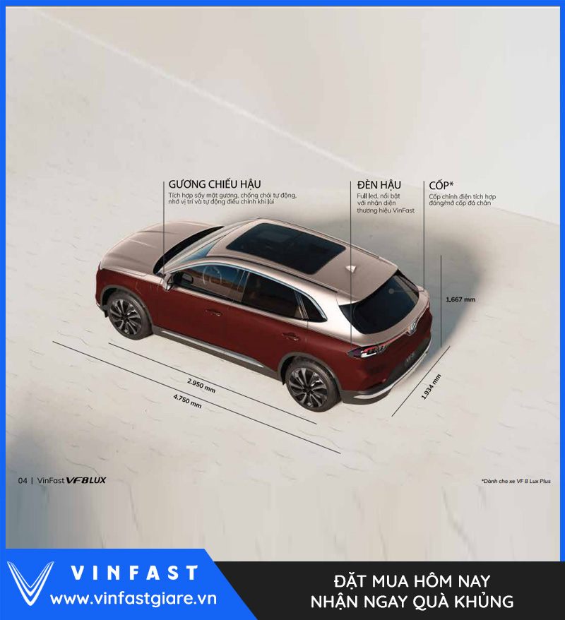 Vinfast VF 8 Lux Plus Đỏ Đậm Nóc Đồng