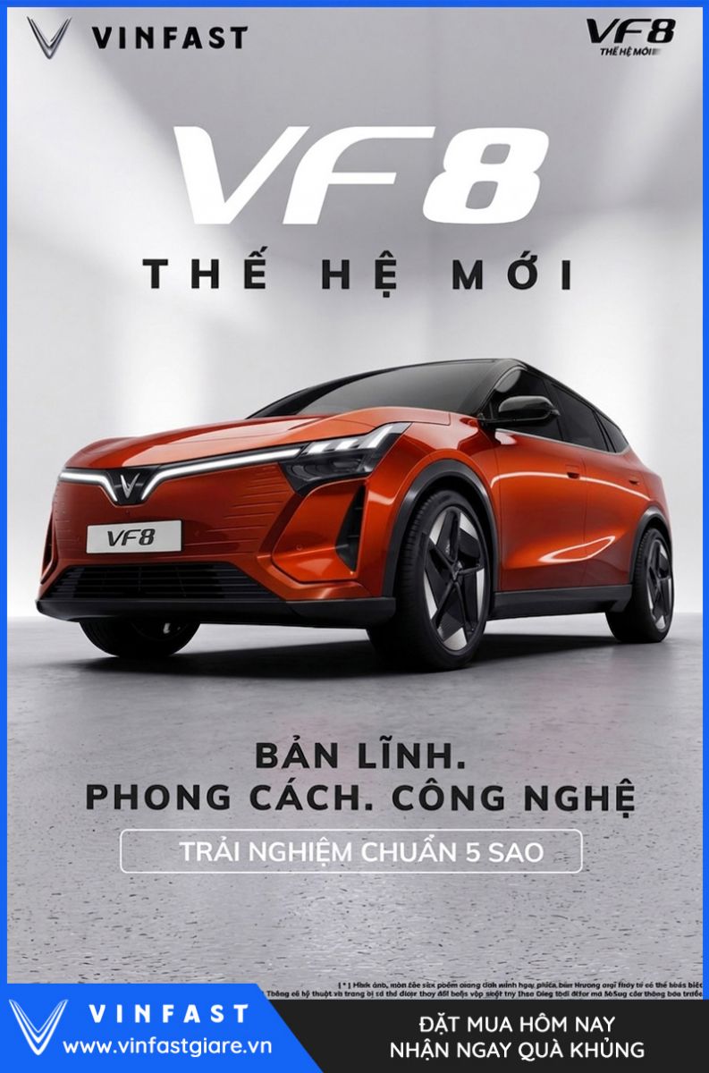 Vinfast VF8 2026 Màu Cam Nóc Đen Thế Hệ Mới Bảng Giá Lăn Bánh Khuyến Mại
