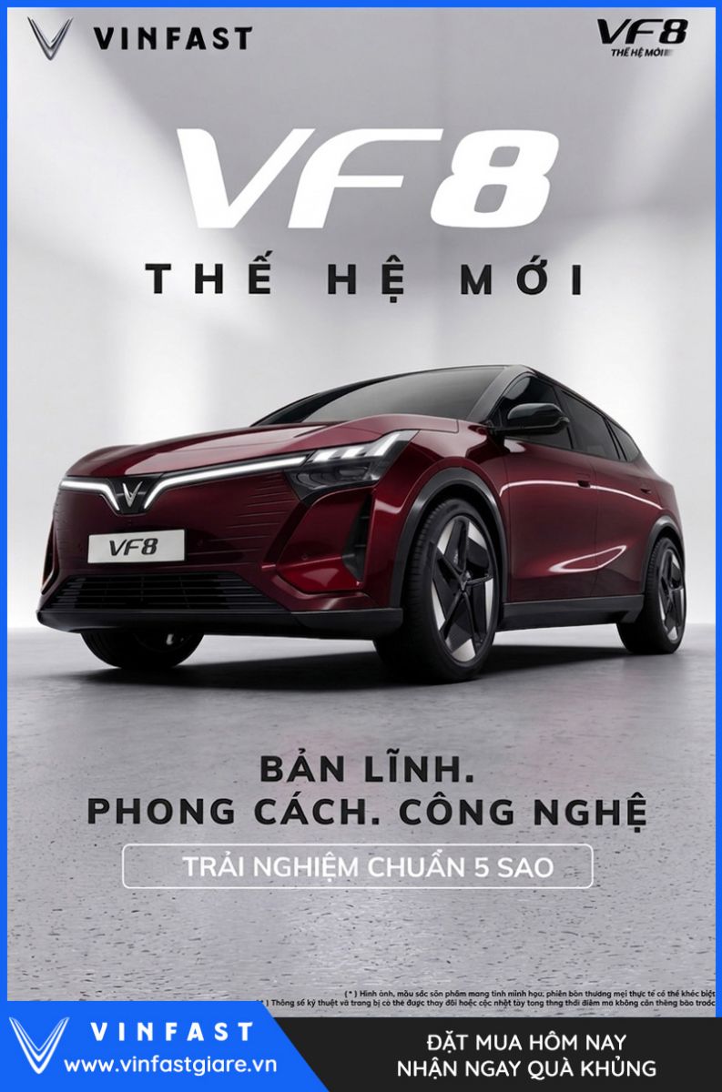 Vinfast VF8 2026 Màu Đỏ Nóc Đen Thế Hệ Mới Bảng Giá Lăn Bánh Khuyến Mại