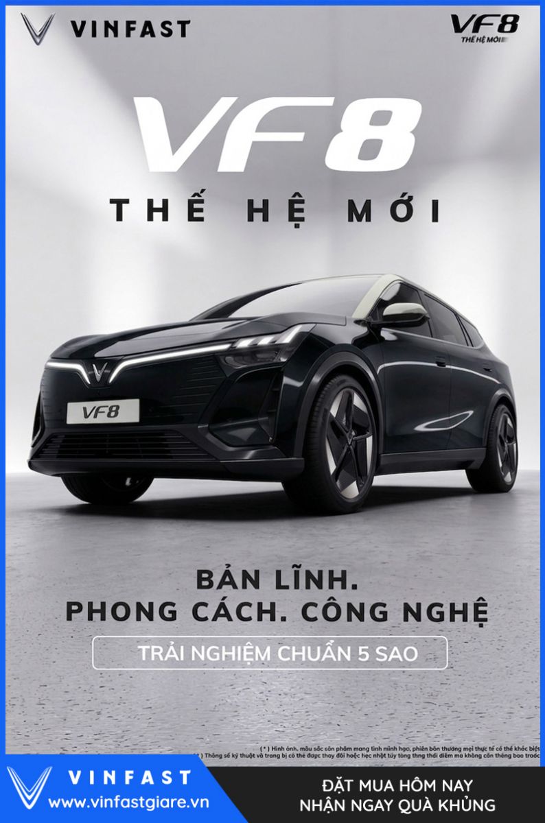 Vinfast VF8 2026 Màu Đen Nóc Xám Thế Hệ Mới Bảng Giá Lăn Bánh Khuyến Mại