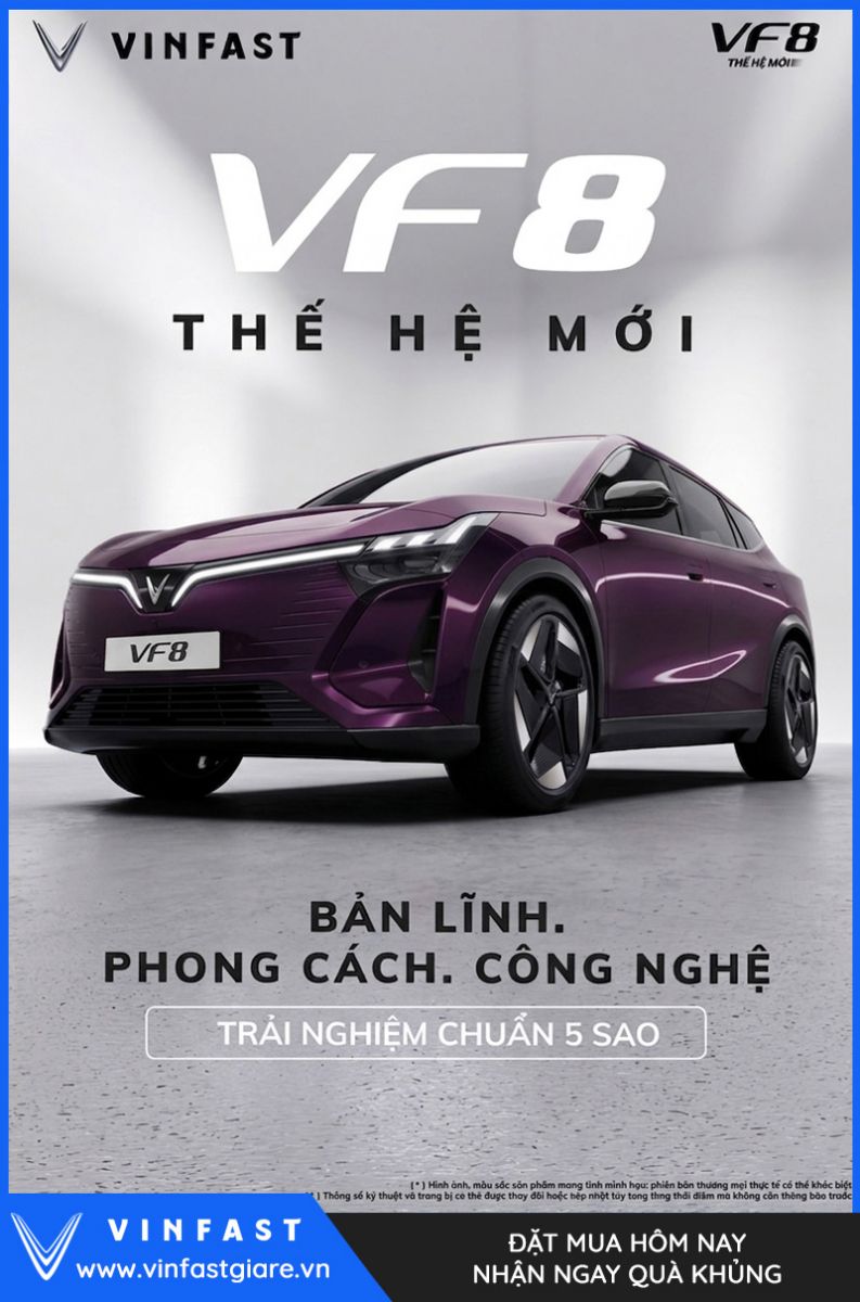 Vinfast VF8 2026 Màu Tím Thế Hệ Mới Bảng Giá Lăn Bánh Khuyến Mại