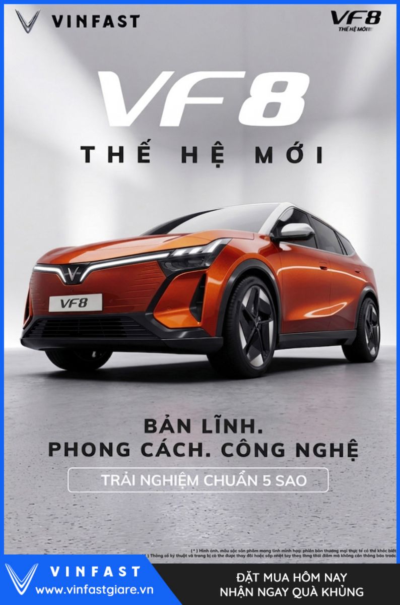 Vinfast VF8 2026 Màu Cam Nóc Trắng Thế Hệ Mới Bảng Giá Lăn Bánh Khuyến Mại
