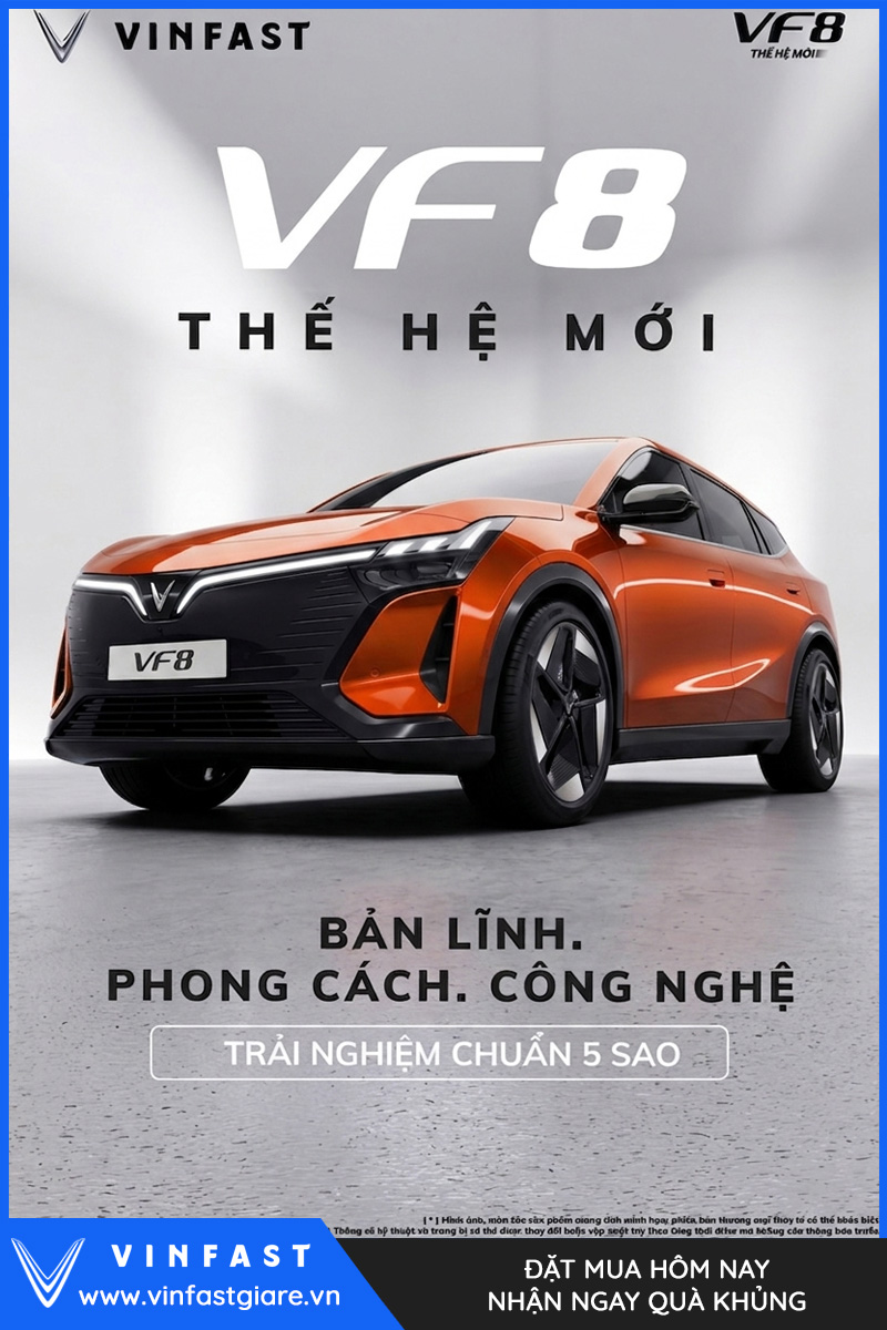 Vinfast VF8 2026 Màu Cam Thế Hệ Mới Bảng Giá Lăn Bánh Khuyến Mại