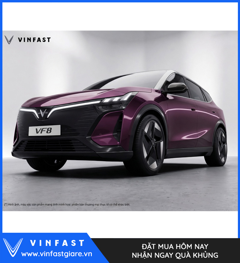 Vinfast VF8 2026 Màu Tím Nóc Xám Thế Hệ Mới Bảng Giá Lăn Bánh Khuyến Mại
