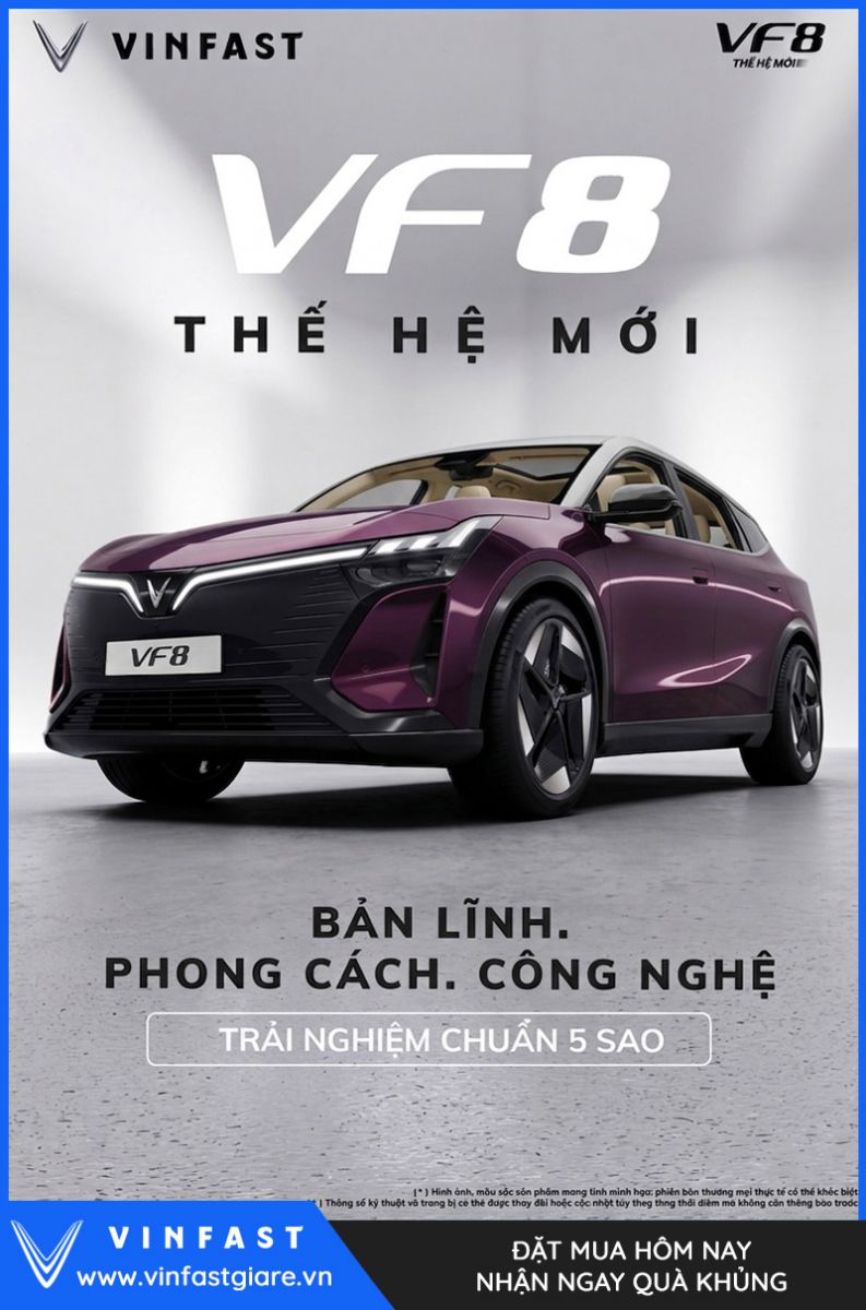 Vinfast VF8 2026 Màu Tím Nóc Xám Thế Hệ Mới Bảng Giá Lăn Bánh Khuyến Mại
